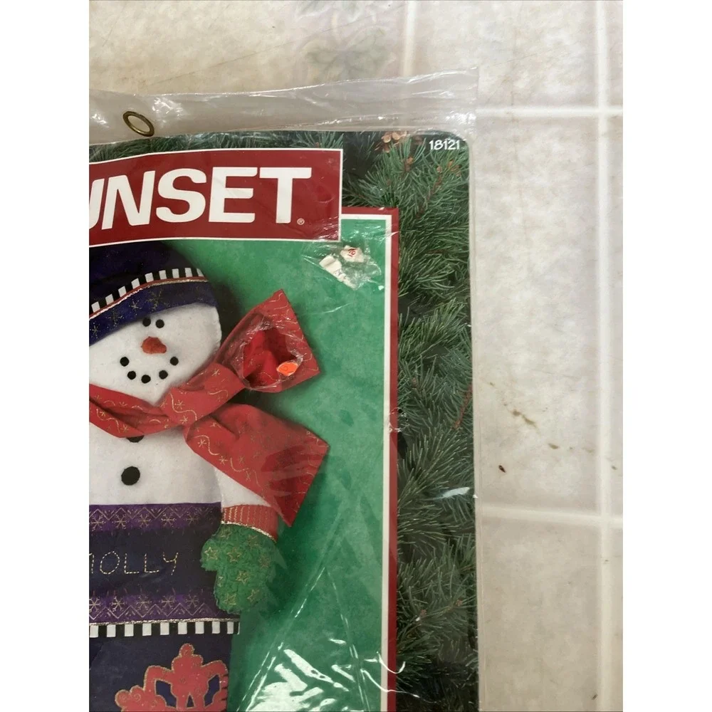 Sunset Embroidery Felt Jolly Snowman Stocking Kit 18121 Christmas Holiday Sealed